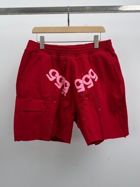 HUF Men's Red Shorts with Pink Graphic Detail